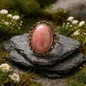 Pink Opal Sterling Gemstone Ring Sz 8½